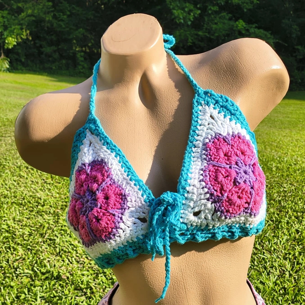 Handmade Crochet African Flower Top